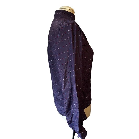 Prophecy Vintage Floral Silky Purple Librarian Blouse Sz Large Appx (Unsized) Ma - Picture 11 of 13